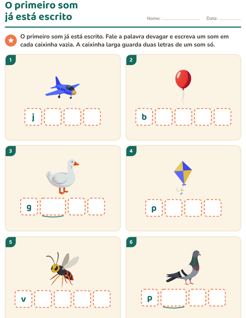 Pré-visualização da ficha de Caixinhas de sons com Coisas que voam para Educação infantil (pré-escola, 5-7 anos)