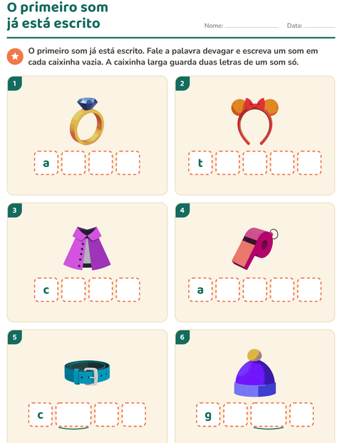 Pré-visualização da ficha de Caixinhas de sons com Acessórios para Educação infantil (pré-escola, 5-7 anos)
