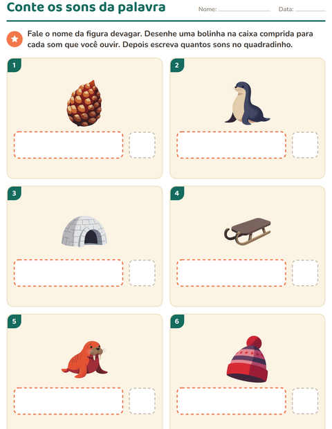 Pré-visualização da ficha de Caixinhas de sons com Inverno para Educação infantil (pré-escola, 5-7 anos)