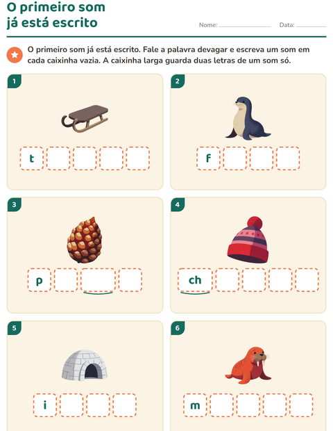 Pré-visualização da ficha de Caixinhas de sons com Inverno para Educação infantil (pré-escola, 5-7 anos)