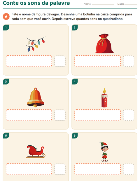 Pré-visualização da ficha de Caixinhas de sons com Natal para Educação infantil (pré-escola, 5-7 anos)