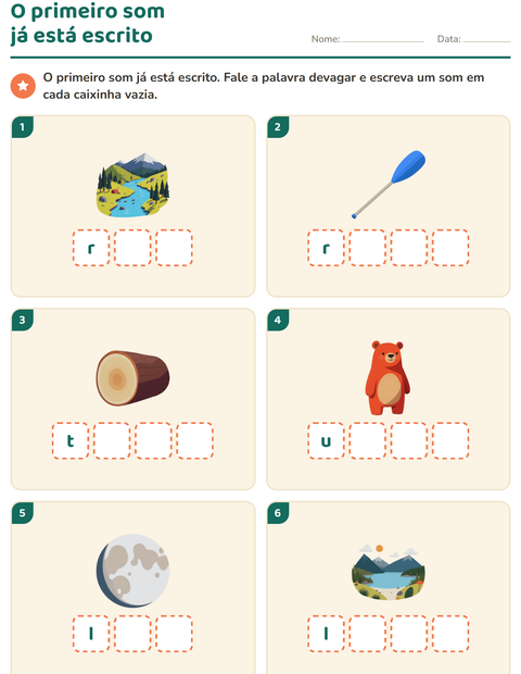 Pré-visualização da ficha de Caixinhas de sons com Acampamento para Educação infantil (pré-escola, 5-7 anos)