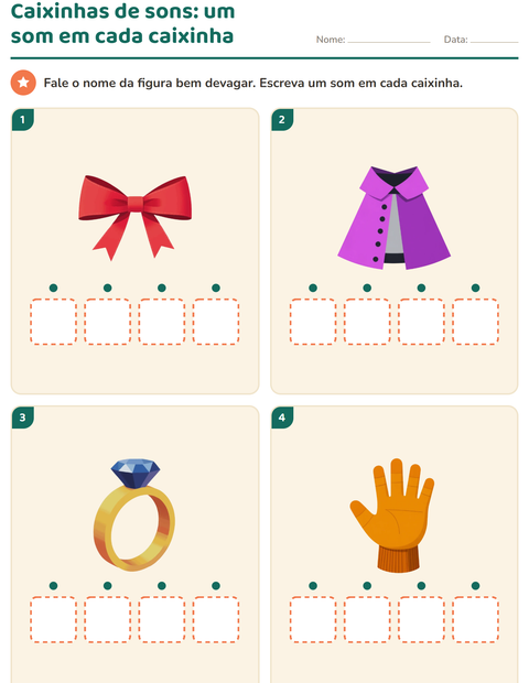 Pré-visualização da ficha de Caixinhas de sons com Acessórios para Educação infantil (pré-escola, 5-7 anos)