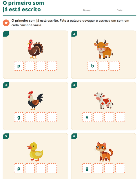 Pré-visualização da ficha de Caixinhas de sons com Animais da fazenda para Educação infantil (pré-escola, 5-7 anos)