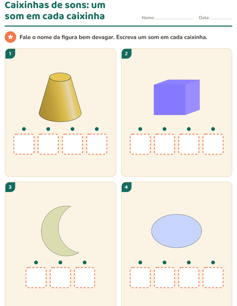 Pré-visualização da ficha de Caixinhas de sons com Formas para Educação infantil (pré-escola, 5-7 anos)