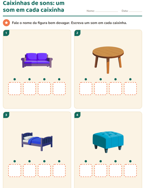 Pré-visualização da ficha de Caixinhas de sons com Móveis para Educação infantil (pré-escola, 5-7 anos)