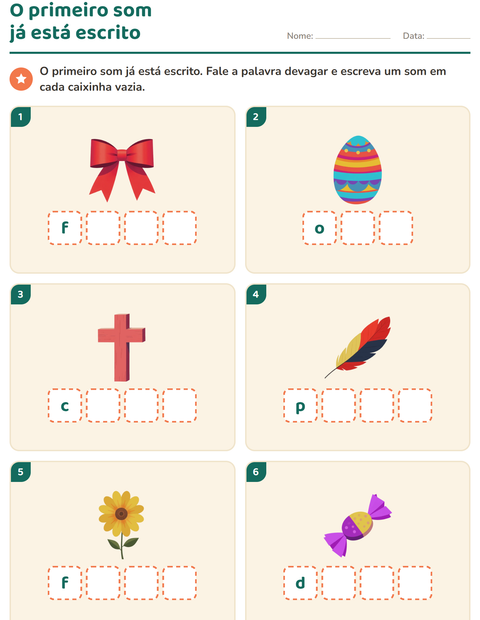 Pré-visualização da ficha de Caixinhas de sons com Páscoa para Educação infantil (pré-escola, 5-7 anos)