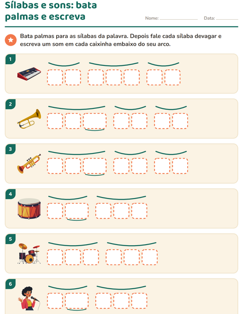 Pré-visualização da ficha de Caixinhas de sons com Música para 1º ano do ensino fundamental