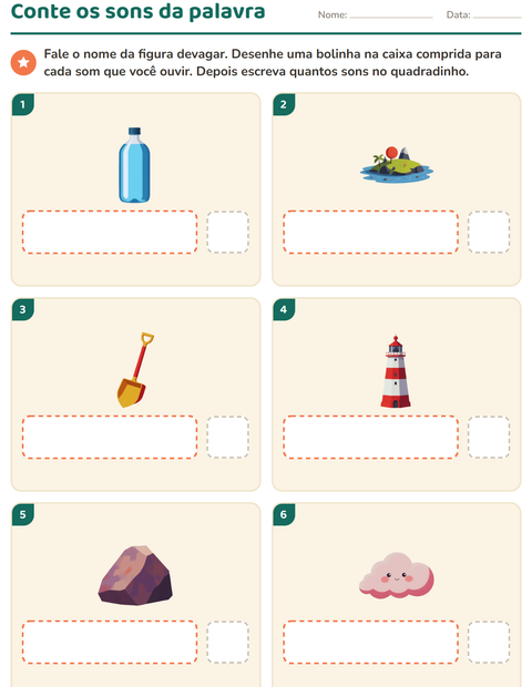 Pré-visualização da ficha de Caixinhas de sons com Praia para Educação infantil (pré-escola, 5-7 anos)