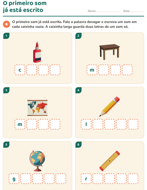 Pré-visualização da ficha de Caixinhas de sons com Sala de aula para Educação infantil (pré-escola, 5-7 anos)