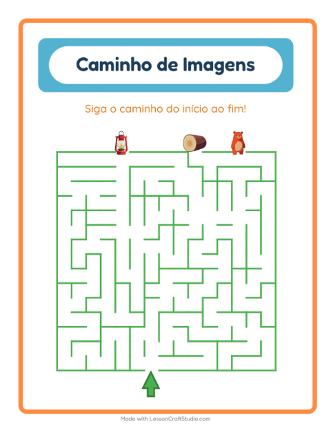 Pré-visualização da ficha de Caminho Ilustrado com Acampamento para Educação infantil (pré-escola, 5-7 anos)