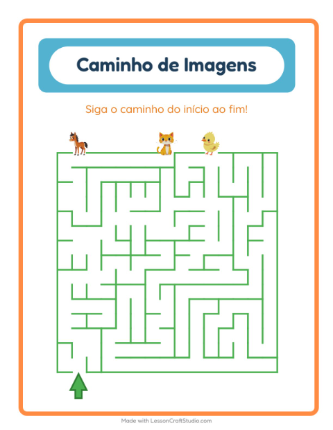 Pré-visualização da ficha de Caminho Ilustrado com Animais da fazenda para Educação infantil (pré-escola, 5-7 anos)