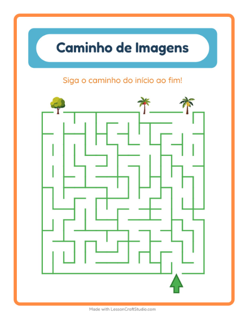 Pré-visualização da ficha de Caminho Ilustrado com Árvores para Educação infantil (pré-escola, 5-7 anos)