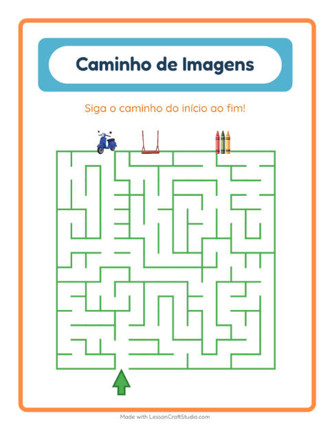 Pré-visualização da ficha de Caminho Ilustrado com Brinquedos para Educação infantil (pré-escola, 5-7 anos)