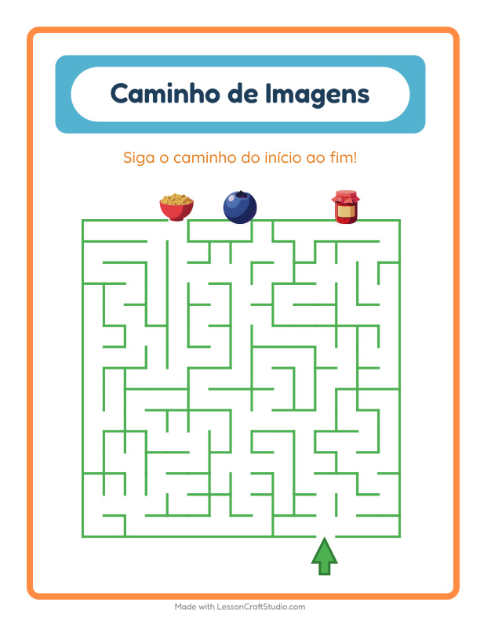 Pré-visualização da ficha de Caminho Ilustrado com Café da manhã para Educação infantil (pré-escola, 5-7 anos)