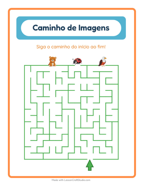 Pré-visualização da ficha de Caminho Ilustrado com Criaturas da floresta para Educação infantil (pré-escola, 5-7 anos)