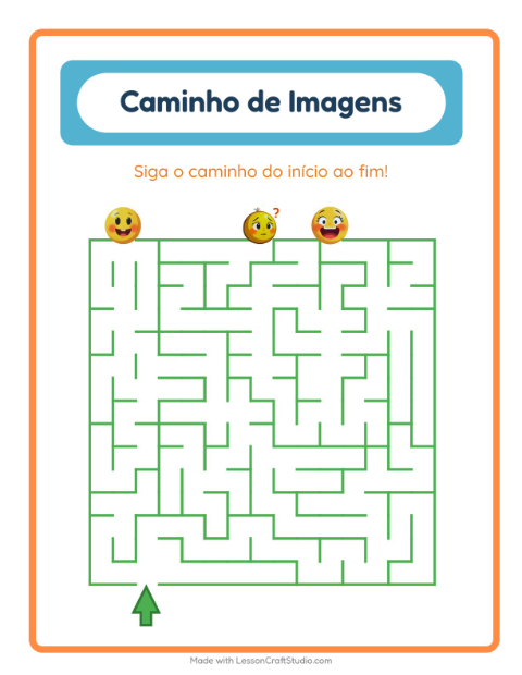 Pré-visualização da ficha de Caminho Ilustrado com Emoções para Educação infantil (pré-escola, 5-7 anos)