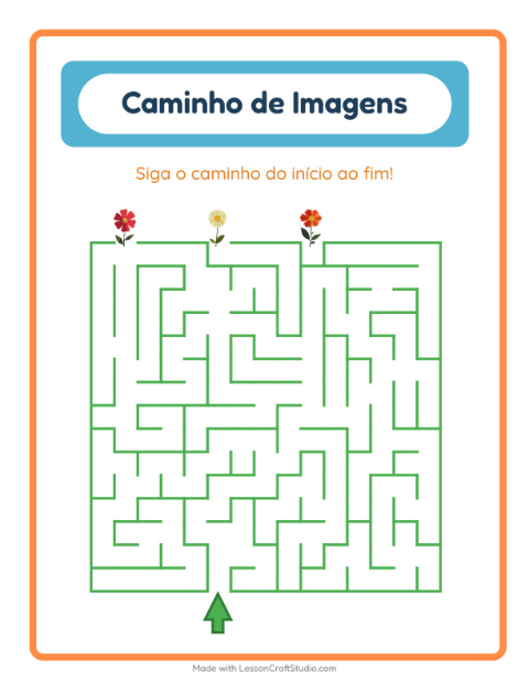 Pré-visualização da ficha de Caminho Ilustrado com Flores para Educação infantil (pré-escola, 5-7 anos)
