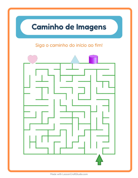 Pré-visualização da ficha de Caminho Ilustrado com Formas para Educação infantil (pré-escola, 5-7 anos)