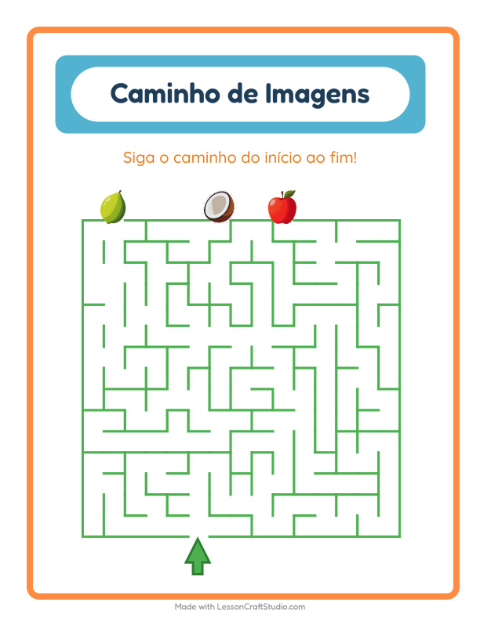 Pré-visualização da ficha de Caminho Ilustrado com Frutas para Educação infantil (pré-escola, 5-7 anos)