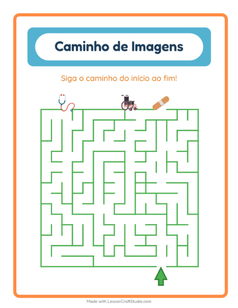 Pré-visualização da ficha de Caminho Ilustrado com Hospital para Educação infantil (pré-escola, 5-7 anos)