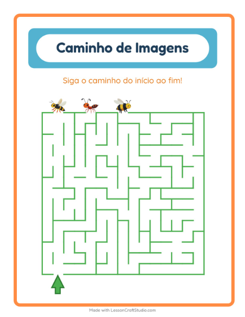 Pré-visualização da ficha de Caminho Ilustrado com Insetos e bichos para Educação infantil (pré-escola, 5-7 anos)