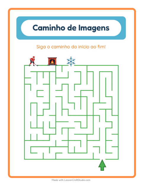 Pré-visualização da ficha de Caminho Ilustrado com Inverno para Educação infantil (pré-escola, 5-7 anos)