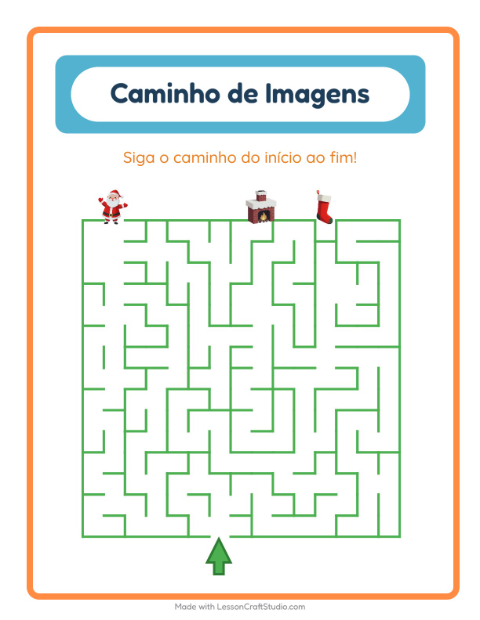 Pré-visualização da ficha de Caminho Ilustrado com Natal para Educação infantil (pré-escola, 5-7 anos)