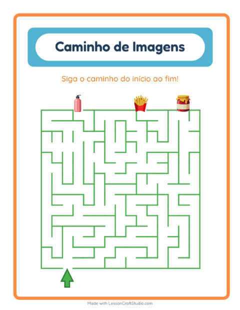 Pré-visualização da ficha de Caminho Ilustrado com No supermercado para Educação infantil (pré-escola, 5-7 anos)