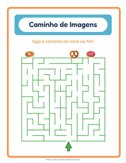 Pré-visualização da ficha de Caminho Ilustrado com Padaria para Educação infantil (pré-escola, 5-7 anos)