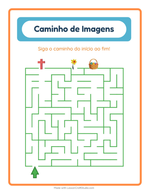 Pré-visualização da ficha de Caminho Ilustrado com Páscoa para Educação infantil (pré-escola, 5-7 anos)