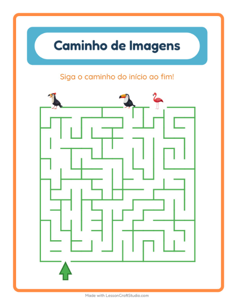 Pré-visualização da ficha de Caminho Ilustrado com Pássaros para Educação infantil (pré-escola, 5-7 anos)