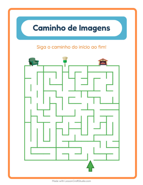 Pré-visualização da ficha de Caminho Ilustrado com Pela casa para Educação infantil (pré-escola, 5-7 anos)