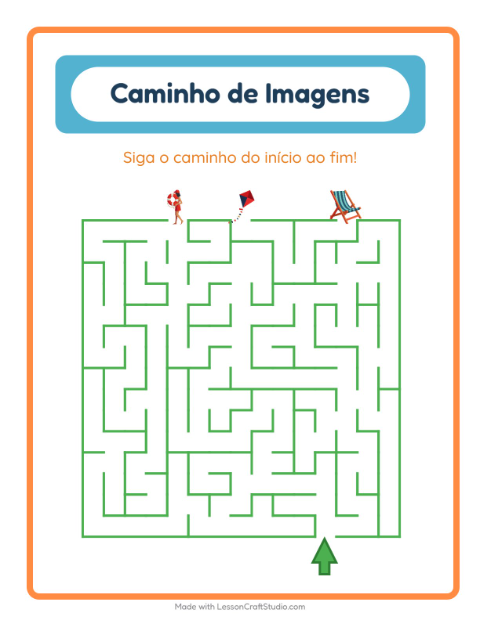 Pré-visualização da ficha de Caminho Ilustrado com Praia para Educação infantil (pré-escola, 5-7 anos)