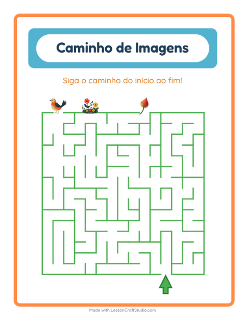 Pré-visualização da ficha de Caminho Ilustrado com Primavera para Educação infantil (pré-escola, 5-7 anos)