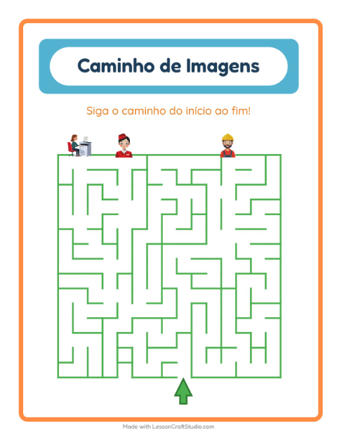 Pré-visualização da ficha de Caminho Ilustrado com Profissões para Educação infantil (pré-escola, 5-7 anos)
