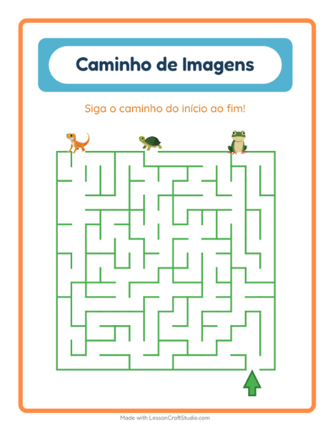 Pré-visualização da ficha de Caminho Ilustrado com Répteis e anfíbios para Educação infantil (pré-escola, 5-7 anos)