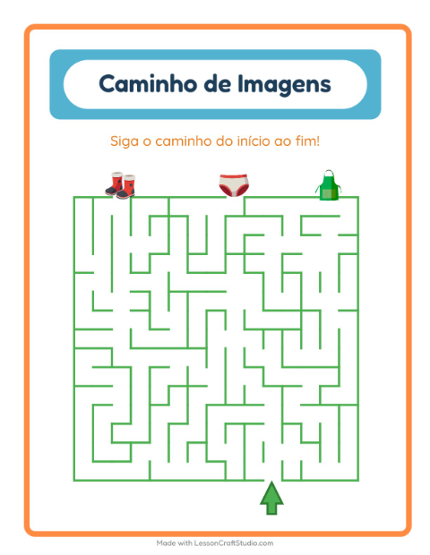 Pré-visualização da ficha de Caminho Ilustrado com Roupas para Educação infantil (pré-escola, 5-7 anos)