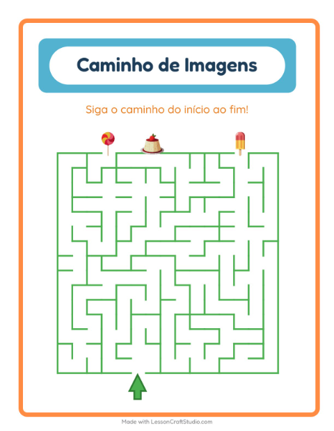 Pré-visualização da ficha de Caminho Ilustrado com Sobremesas e doces para Educação infantil (pré-escola, 5-7 anos)