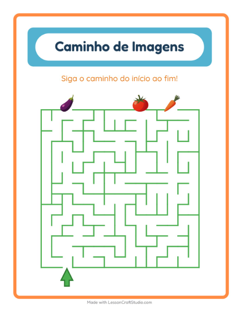 Pré-visualização da ficha de Caminho Ilustrado com Vegetais para Educação infantil (pré-escola, 5-7 anos)