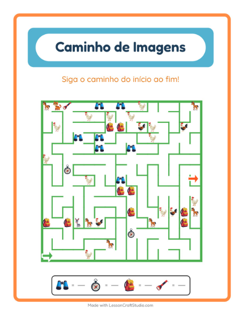 Pré-visualização da ficha de Caminho Ilustrado com Acampamento para Educação infantil (pré-escola, 5-7 anos)