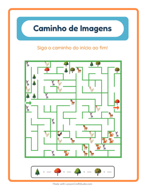 Pré-visualização da ficha de Caminho Ilustrado com Árvores para Educação infantil (pré-escola, 5-7 anos)
