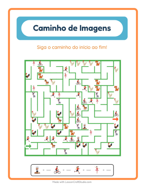Pré-visualização da ficha de Caminho Ilustrado com Atividades para Educação infantil (pré-escola, 5-7 anos)