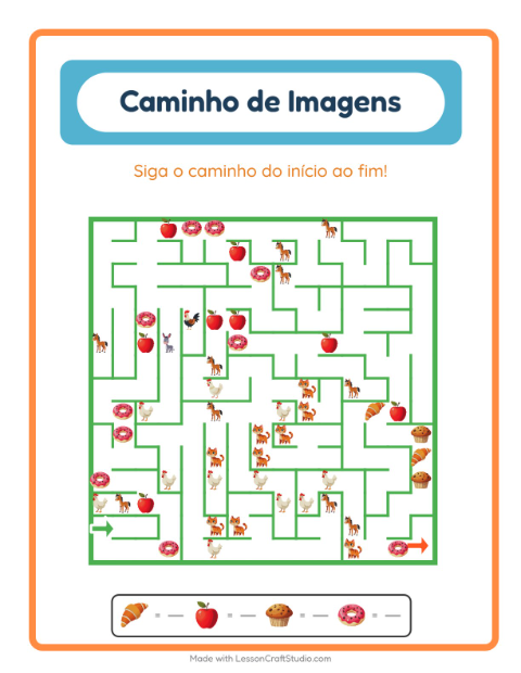 Pré-visualização da ficha de Caminho Ilustrado com Café da manhã para Educação infantil (pré-escola, 5-7 anos)