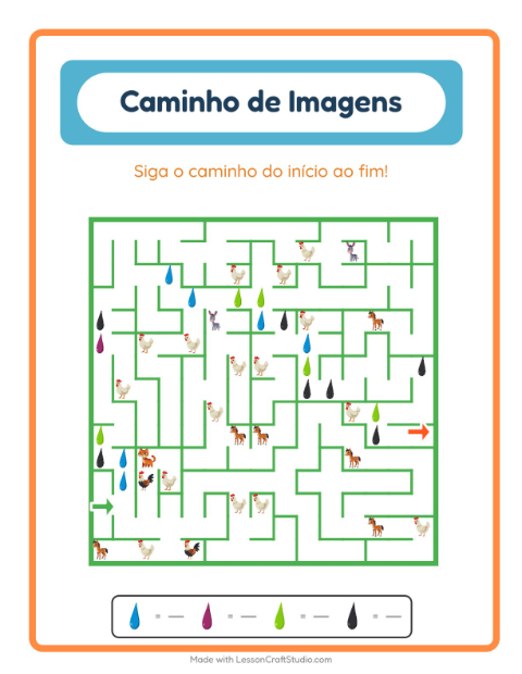 Pré-visualização da ficha de Caminho Ilustrado com Cores para Educação infantil (pré-escola, 5-7 anos)