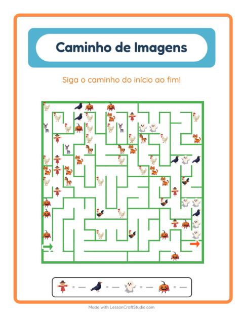 Pré-visualização da ficha de Caminho Ilustrado com Diversos para Educação infantil (pré-escola, 5-7 anos)