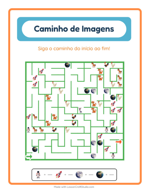Pré-visualização da ficha de Caminho Ilustrado com Espaço para Educação infantil (pré-escola, 5-7 anos)