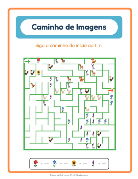 Pré-visualização da ficha de Caminho Ilustrado com Flores para Educação infantil (pré-escola, 5-7 anos)