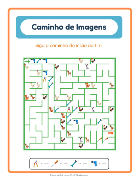 Pré-visualização da ficha de Caminho Ilustrado com Flores para Educação infantil (pré-escola, 5-7 anos)