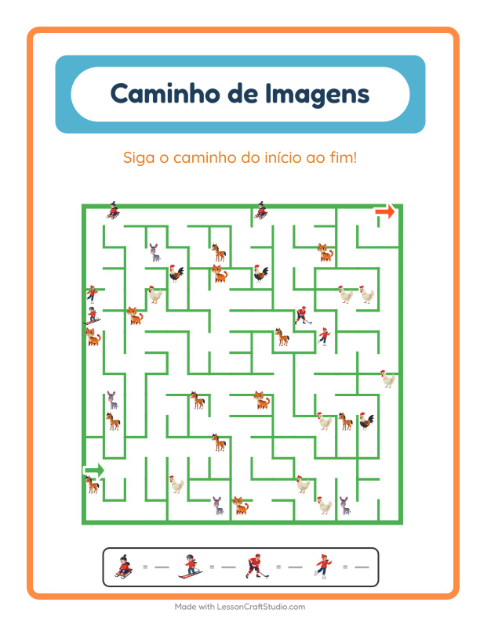 Pré-visualização da ficha de Caminho Ilustrado com Inverno para Educação infantil (pré-escola, 5-7 anos)